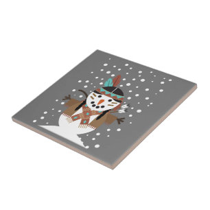 Funny Native American christmas tree decorations Ceramic Tile