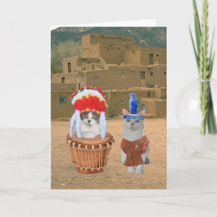 Funny Native American Indian Kitty Valentine Holiday Card