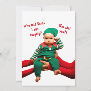 Funny Naughty Boy Christmas Holiday Card