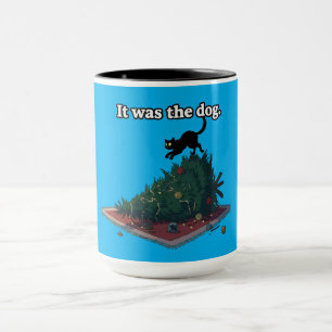 Funny Naughty Cat Blaming Dog "It was the dog" Mug