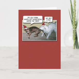 Funny Naughty Dogs Christmas Holiday Card