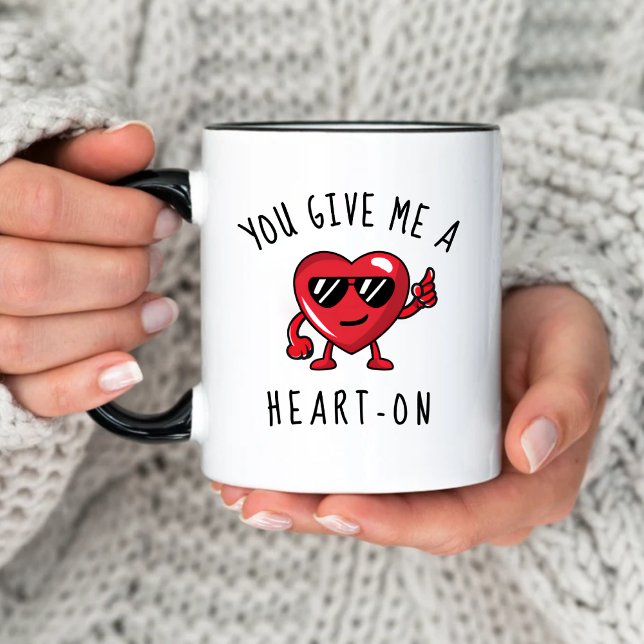 Funny Naughty Give Me a Heart-On Valentine's Day Mug (Creator Uploaded)
