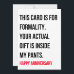 Funny Naughty Happy Anniversary Card<br><div class="desc">Wish Happy Wedding Anniversary to your loved one with this funny,  dirty and naughty anniversary card. This anniversary card can be a perfect gift for him,  for her,  for husband,  for wife,  for men,  for women,  for boyfriend,  for girlfriend,  for fiance.</div>