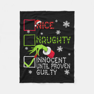 Funny Naughty Innocent Until Proven Guilty Christm Fleece Blanket