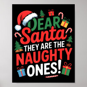 Funny Naughty List Christmas Holiday Group Poster