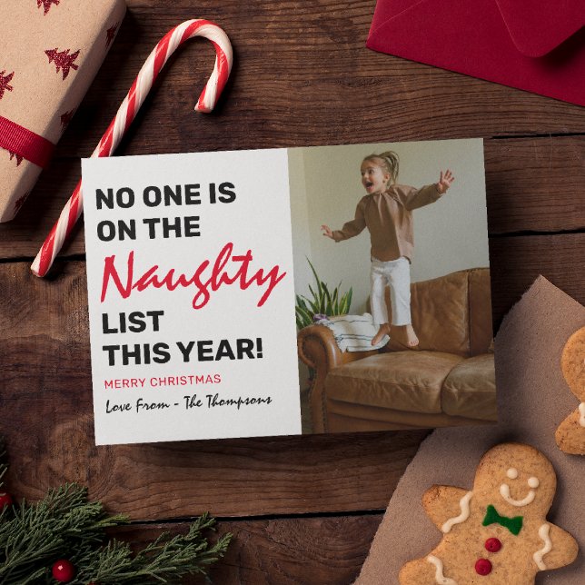 Funny 'Naughty List' Photo Christmas Holiday Card (Creator Uploaded)