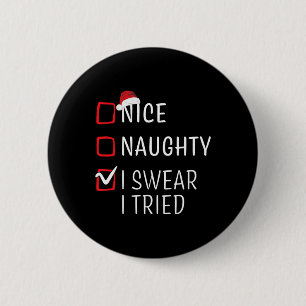 Funny Naughty Nice Christmas Family Pajama Men Wom 6 Cm Round Badge