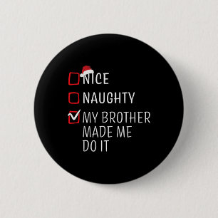 Funny Naughty Nice Christmas Family Pajama Men Wom 6 Cm Round Badge