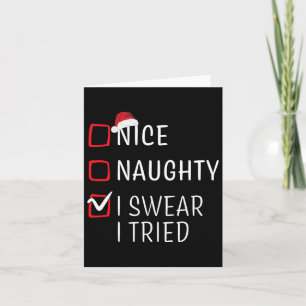 Funny Naughty Nice Christmas Family Pajama Men Wom Card