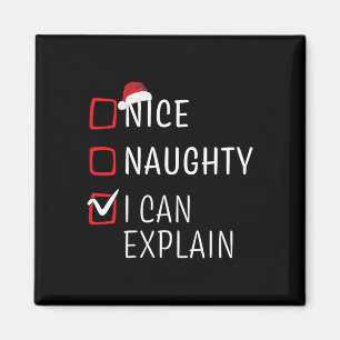Funny Naughty Nice Christmas Family Pajama Men Wom Magnet