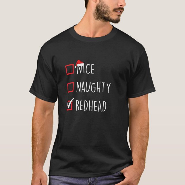 Funny Naughty Nice Christmas Family Pajama Men Wom T-Shirt (Front)