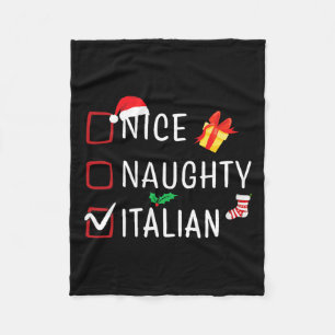 Funny Naughty Nice Italian Christmas Family Pajama Fleece Blanket