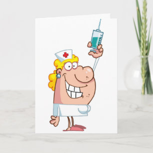 Funny naughty nurse cartoon personalised card