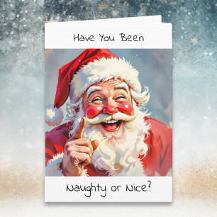 Funny Naughty or Nice Santa Christmas Holiday Card