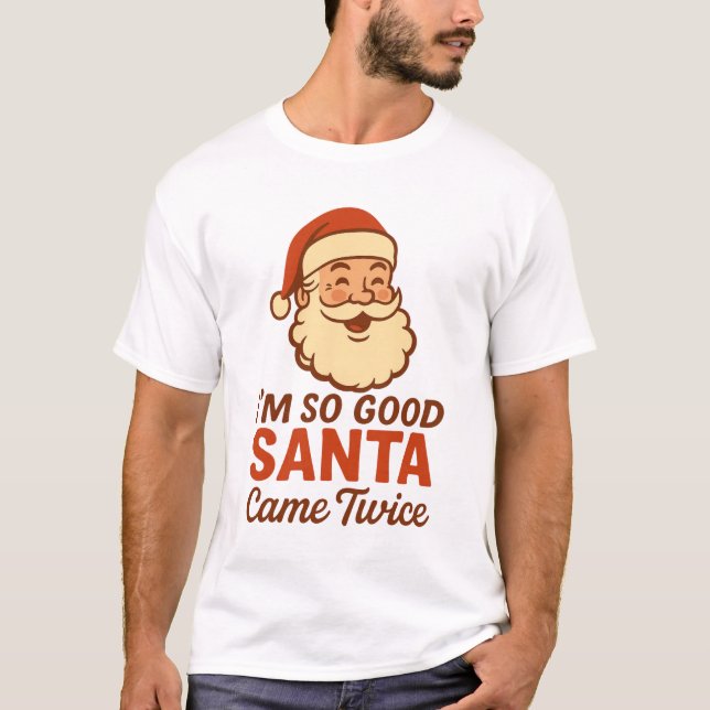 Funny Naughty Santa Christmas Adult Holiday T-Shirt (Front)
