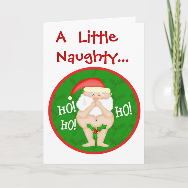 Funny Naughty Santa Christmas Card (Front)