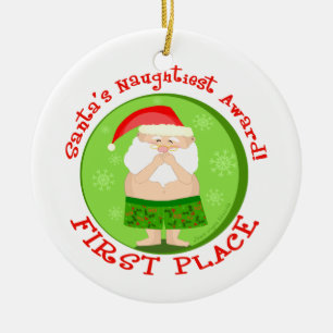 Funny Naughty Santa Christmas Ornament