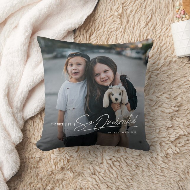 Funny Naughty The Nice List Photo Christmas Cushion (Blanket)