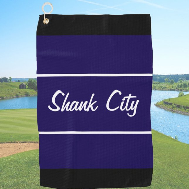Funny navy blue shank city gift for golfer golf towel (Creator Uploaded)