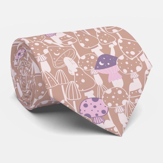 Funny Neck Tie with Mushroom Pattern (Rolled)