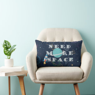 Funny Need More Space Quote Galaxy Theme Lumbar Cushion
