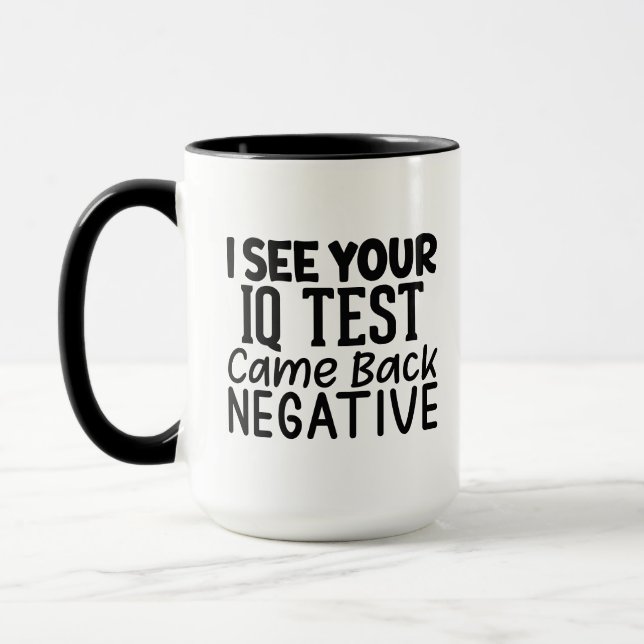 Funny negative test word art mug (Left)