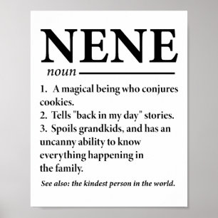 Funny Nene Definition Grandmother Poster