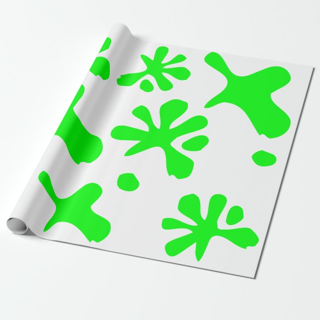 Funny neon green slime paint splash playful cool wrapping paper (Unrolled)