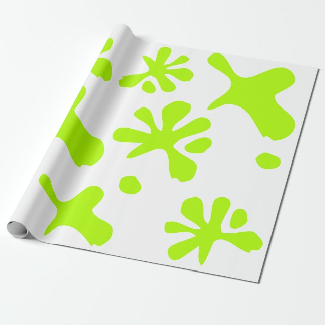 Funny neon green slime paint splash playful fun  wrapping paper (Unrolled)