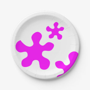 Funny neon Magenta slime paint splat pattern cute Paper Plate