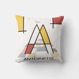 Funny Neoplasticism Art Monogram. Letter A Cushion