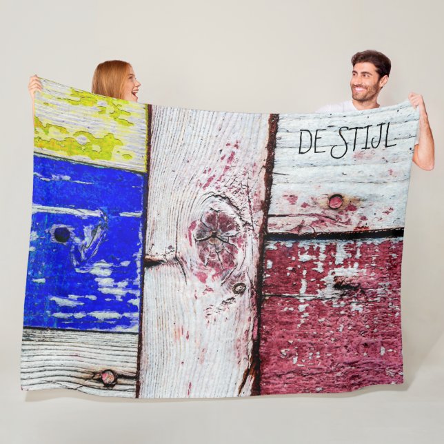 Funny Neoplasticism wooden art style customisable Fleece Blanket (In Situ)