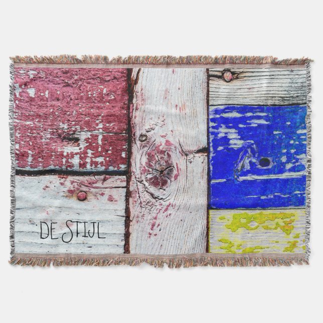 Funny Neoplasticism wooden art style customisable Throw Blanket (Front)