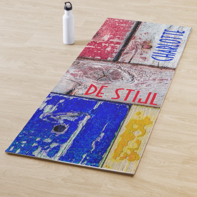 Funny Neoplasticism wooden art style customisable Yoga Mat (In Situ)
