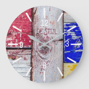 Funny Neoplasticism wooden art style customizable Large Clock