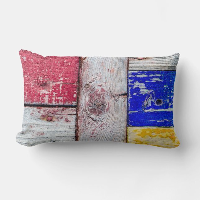 Funny Neoplasticism wooden art style Lumbar Cushion (Front)