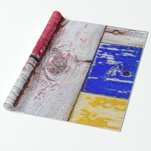 Funny Neoplasticism wooden art style Wrapping Paper