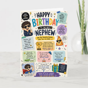 Funny Nephew Birthday Card Cute Colourful Family H