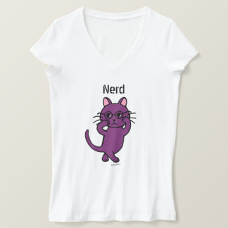 Funny Nerd Cat Cartoon T-Shirt