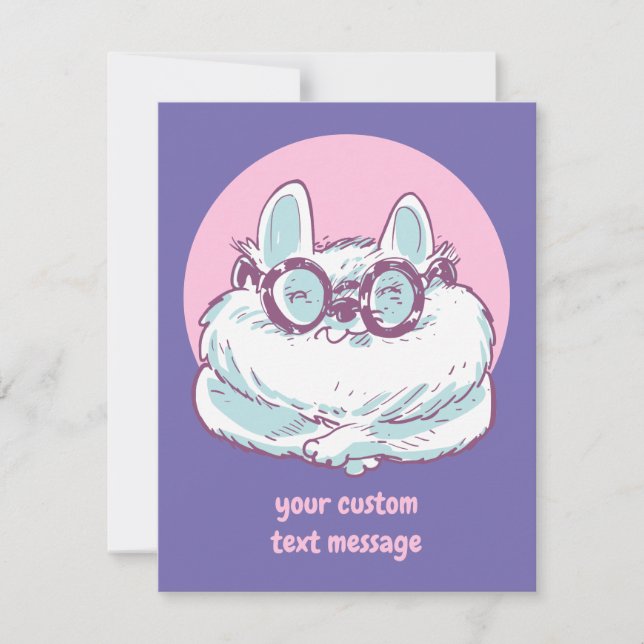 funny nerd plump cat cartoon thank you card (Front)