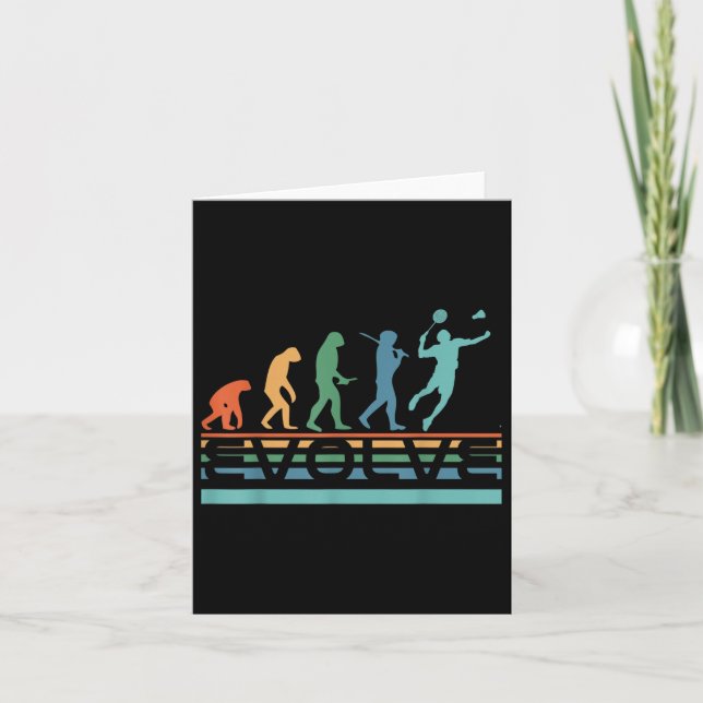 Funny Nerdy Evolve Badminton Player Evolution Spor Card (Front)