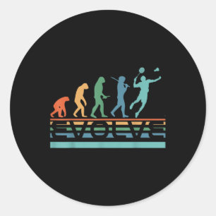 Funny Nerdy Evolve Badminton Player Evolution Spor Classic Round Sticker