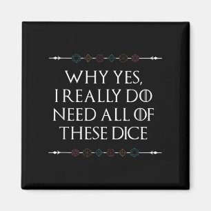 Funny Nerdy Gaming D20 Rpg Dice Saying Quote Graph Magnet
