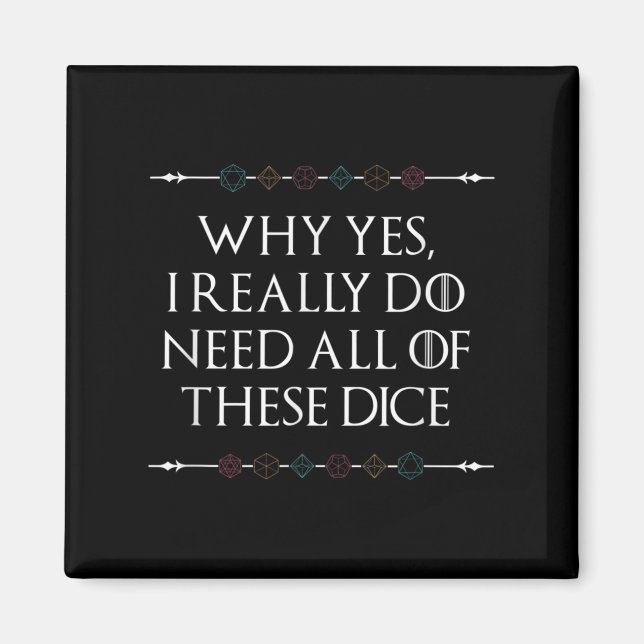 Funny Nerdy Gaming D20 Rpg Dice Saying Quote Graph Magnet (Front)