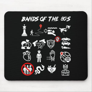 Funny Nerdy Iconic Pop Rock Bands of The 80s White Mouse Pad