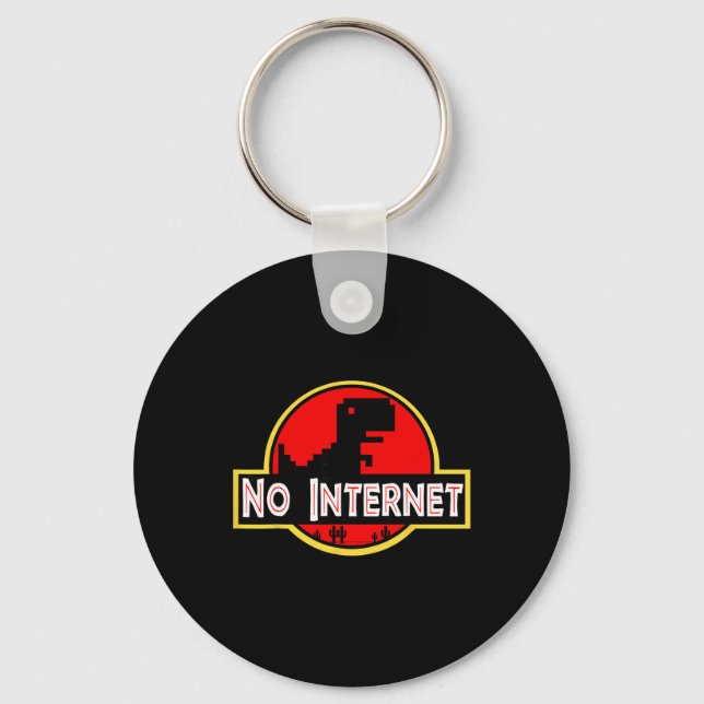 Funny Nerdy No Internet Dinosaur Computer Science  Key Ring (Front)
