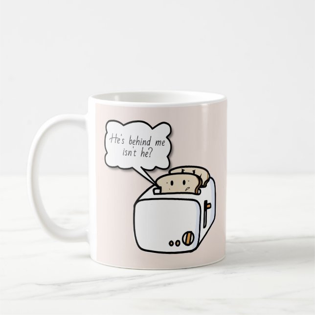 Funny Nervous Toast and Evil Toast Cartoon Coffee Mug (Left)