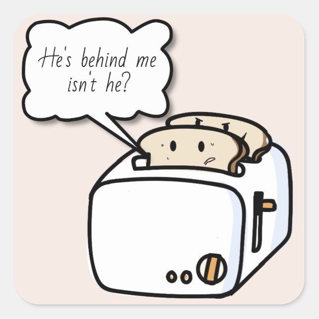 Funny Nervous Toast Cartoon Square Sticker (Front)