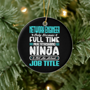 Funny Network Engineer Job Title Profession Skills Ceramic Ornament