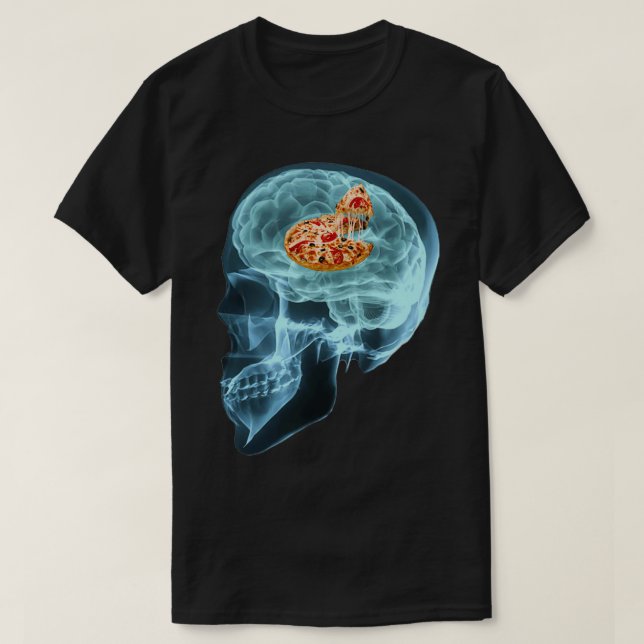 Funny Neurologist Think of Pizza Student Brain Gif T-Shirt (Design Front)